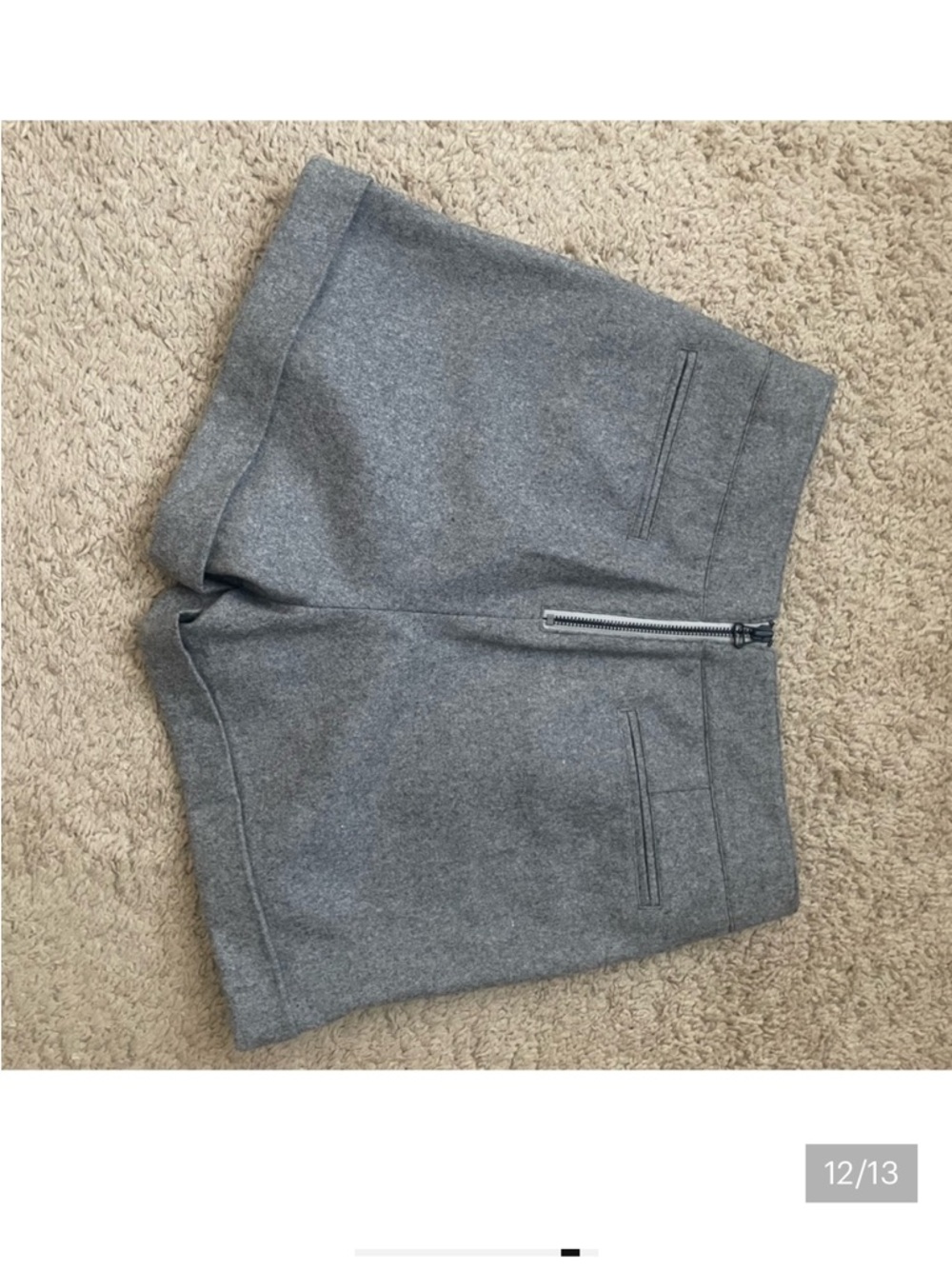 ALICE + OLIVIA GRAY FLANNEL WOOL  SHORTS BACK EXPOSED ZIPPER NWOT NEVER WORN - Picture 11 of 12
